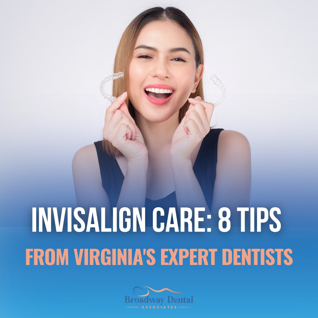 Happy woman holding a clear aligner in each hand, showcasing a beautiful smile